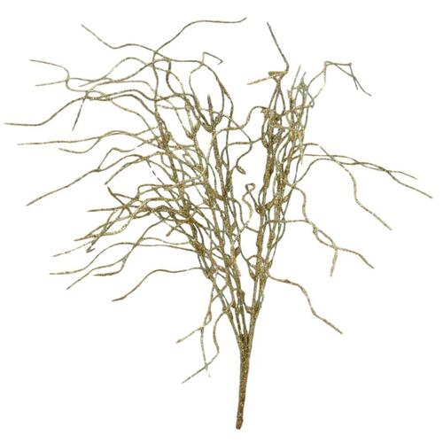 4x Christmas Glitter Artificial Curly Grass Spray Silver Rose Gold Filler Décor [Colour: Gold]