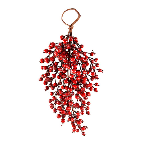 Christmas XMAS Red Holly Berry Swag Branch Wall Door Hanger Decoration 43cm