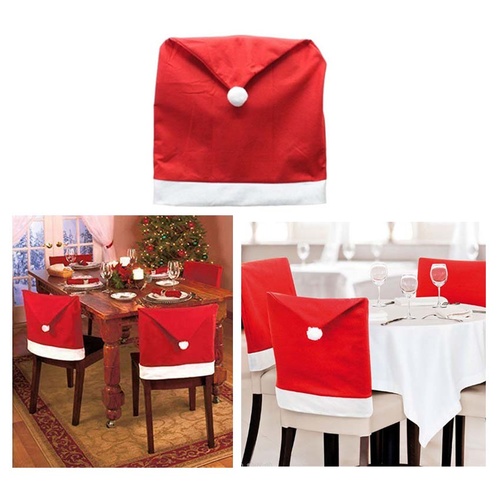 8x Santa Clause Hat Chair Cover Christmas Dinner Table Xmas Party Decor