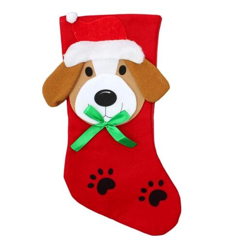 Pet Christmas Stocking Dog Cat Paws Gift Bag Wrap Xmas Décor [Design: Dog]