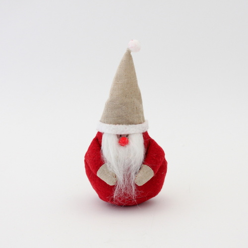 Christmas XMAS Santa Clause Figurine Hessian Burlap Felt Figure Decoration Décor [Design: Chubby Santa]