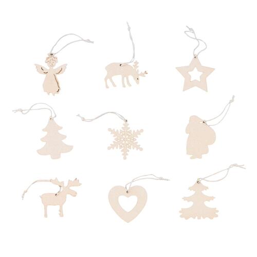 Set of 36 Christmas XMAS White Glitter Tree Ornaments Hanging Decorations Decor