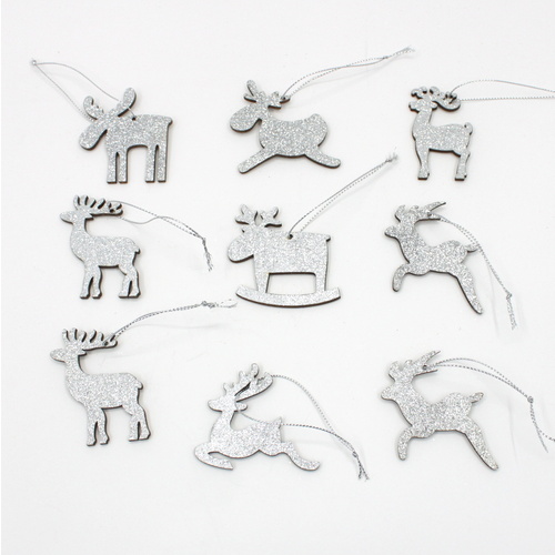 Set of 36 Christmas XMAS Silver Hanging Reindeer Tree Ornaments Decoration Decor