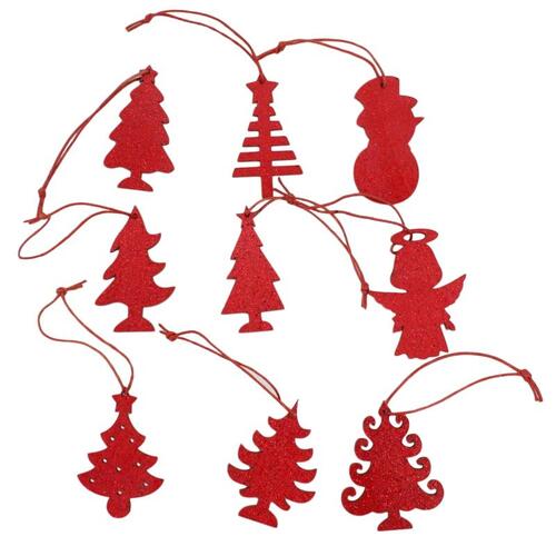 Set of 36 Christmas XMAS Red Glitter Tree Ornaments Hanging Decorations Décor