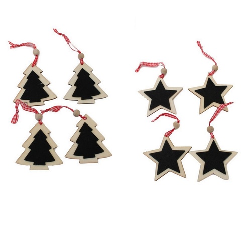 Set of 12 Christmas XMAS Hanging Blackboard Tree Ornaments Gift Tags Decoration