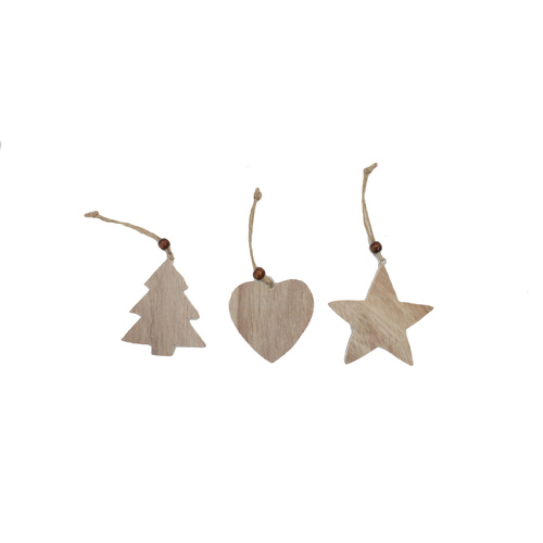 Christmas Wooden Tree Ornament DIY Heart Star Tree Hanger Decoration