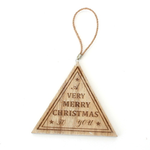 XMAS Wooden MDF Merry Christmas Sign Plaque Traditional  [Design: Triangle]