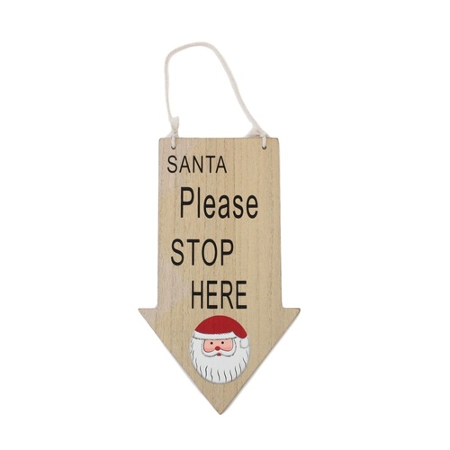 Christmas XMAS Natural Santa Stop Here Door Hanging Sign Plaque Decoration Kids [Design: Santa Face]
