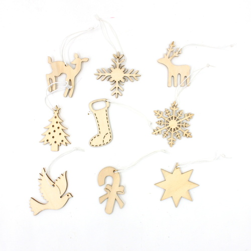 36pcs Natural Wooden Christmas Tree Ornaments Hanging Decoration Decor
