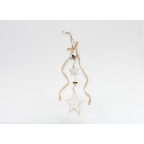 2x Christmas Wooden Door Hanger Swag Decoration Angels Stars Hearts Trees [Design: Stars]