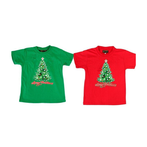 Kids Boys Girls Christmas Xmas T Shirt Tree 100% Cotton Red NEW [Size: 4] [Design: Tree] [Colour: Red]
