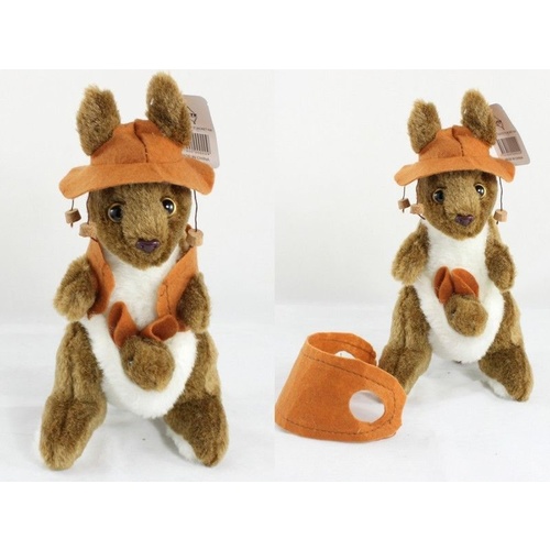 NEW 17-28cm Australian Souvenir Soft Toy Stuffed Animals Plush Koala Kangaroo [Design: Kangaroo with Hat] 