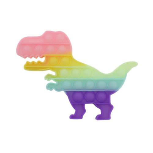 Pop Its Push It Pop Bubble Fidget Toy Sensory Stress Relief Tiktok Game Gift [Design: Glow-in-dark Dinosaur - Rainbow]