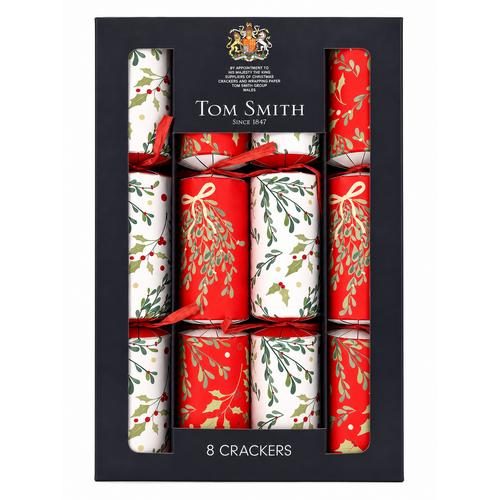 Tom Smith 8 Pack Family Christmas Crackers Bon Bons 32cm - Red A