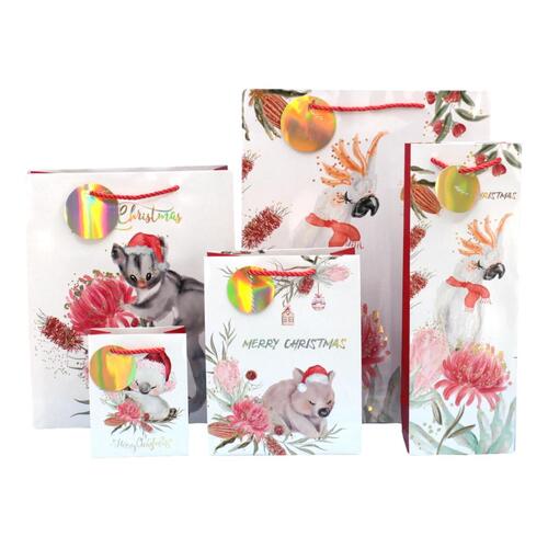 12x Christmas XMAS Gift Bags Cardboard Paper Bags w Foil S M L XL Bottle [D] [Size: XL]