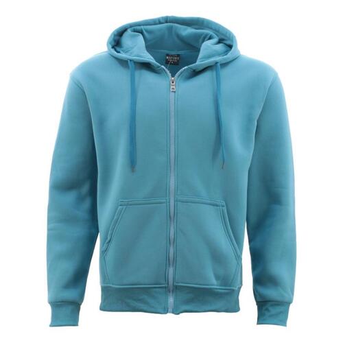 Adult Unisex Zip Up Hoodie w Fleece Hooded Jumper Plain - Aqua [Size: XS]
