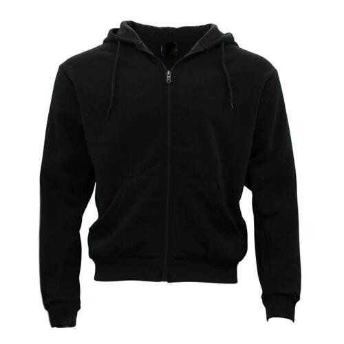 FIL Adult Unisex Men's Zip Up Hoodie w Fleece Hooded Jacket Jumper Basic Blank Plain  - Black [Size: 4XL]