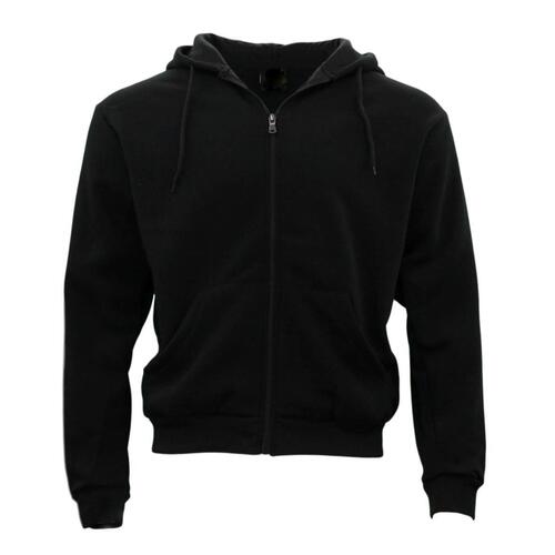 FIL Adult Unisex Men's Zip Up Hoodie w Fleece Hooded Jacket Jumper Basic Blank Plain  - Black [Size: XS]