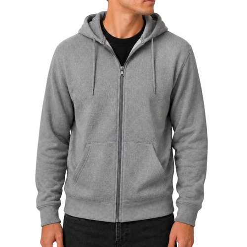 Adult Unisex Zip Up Hoodie w Fleece Hooded Jumper Plain - Grey [Size: S]