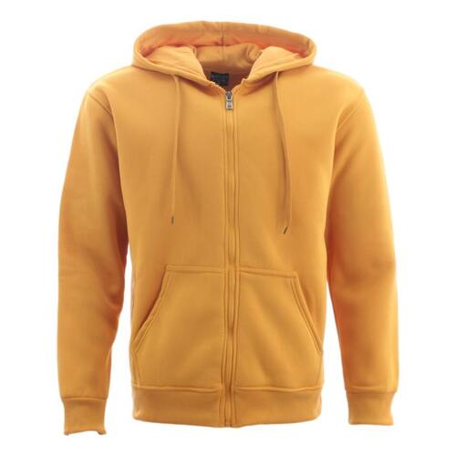 Adult Unisex Zip Up Hoodie w Fleece Hooded Jumper Plain - Mustard Yellow [Size: XS]