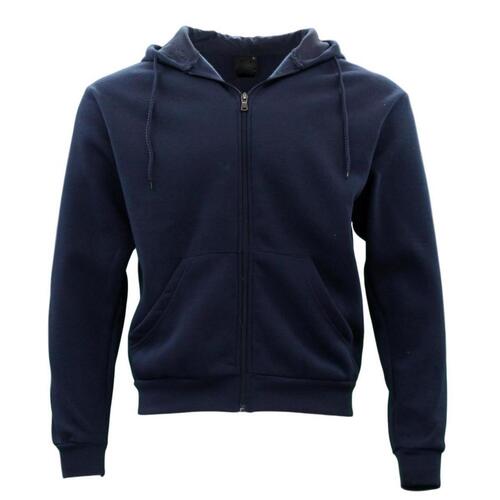 Adult Unisex Zip Up Hoodie w Fleece Hooded Jumper Plain - Navy [Size: XS]