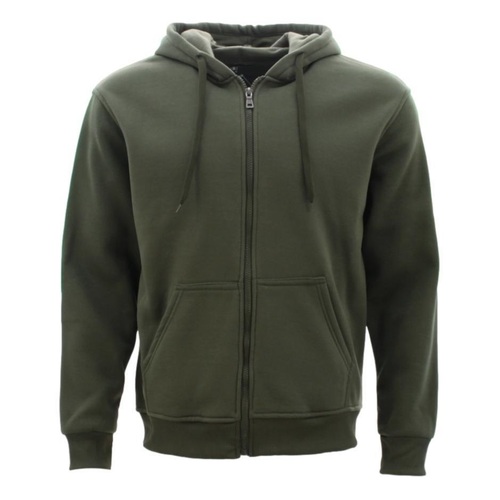 Adult Unisex Zip Up Hoodie w Fleece Hooded Jumper Plain - Olive [Size: XS]