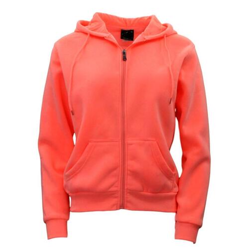 Adult Unisex Zip Up Hoodie w Fleece Hooded Jumper Plain - Peach [Size: XS]