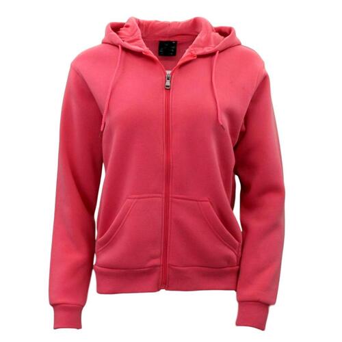 Adult Unisex Zip Up Hoodie w Fleece Hooded Jumper Plain - Pink [Size: 2XL]
