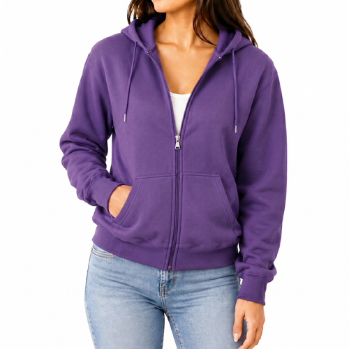 Adult Unisex Zip Up Hoodie w Fleece Hooded Jumper Plain - Purple [Size: XS]