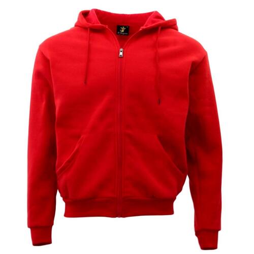 Adult Unisex Zip Up Hoodie w Fleece Hooded Jumper Plain - Red [Size: XS]