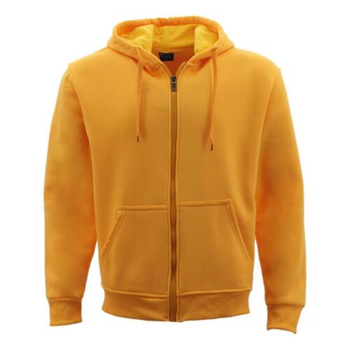 Adult Unisex Zip Up Hoodie w Fleece Hooded Jumper Plain - Yellow [Size: XS]