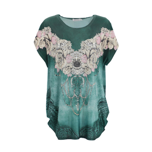 FIL Women's Short Sleeve Loose Fit Tunic Top - A [Size: 10/12]