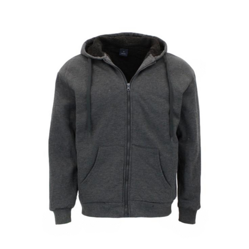 FIL Men's Waffle Sherpa Hoodie Jacket - Dark Grey [Size: M]