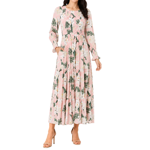 FIL Women's Shirred Summer Dress w Pockets - D