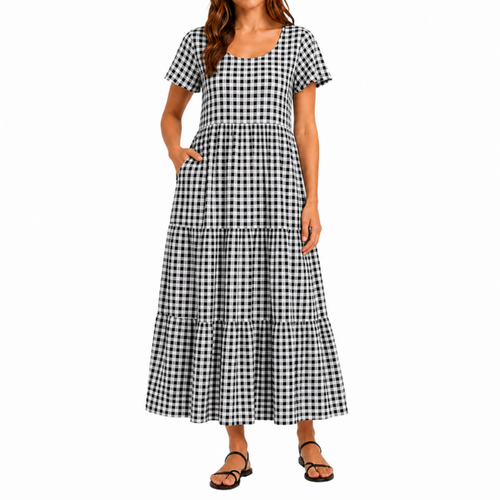 FIL Women's Short Sleeve Maxi Summer Dress - B [Size: 8]