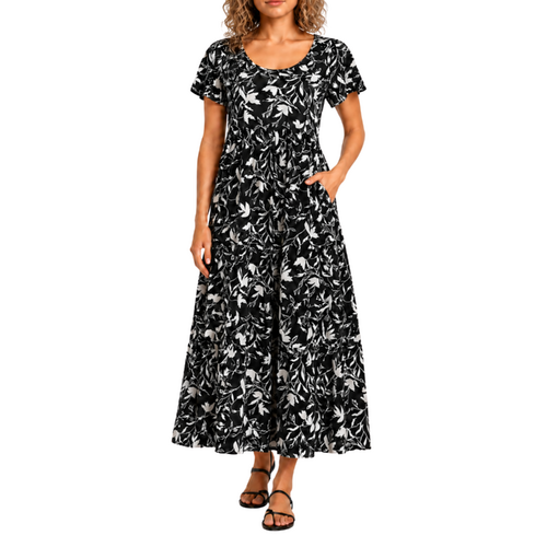 FIL Women's Short Sleeve Maxi Summer Dress - D [Size: 8]