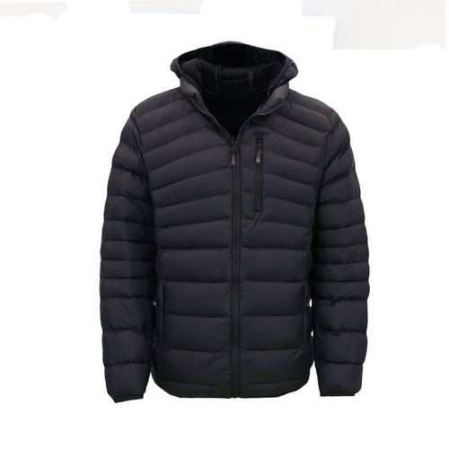 Men's Puffer Jacket with Removable Hood - Black [Size: L]
