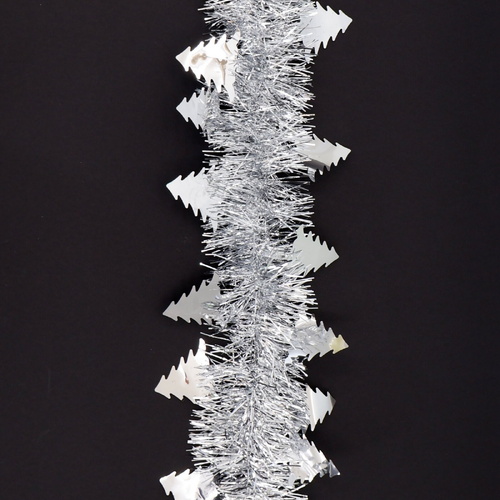 12m Christmas Tinsel Garland Extra Wide (4m x3) - Metallic Trees_Silver