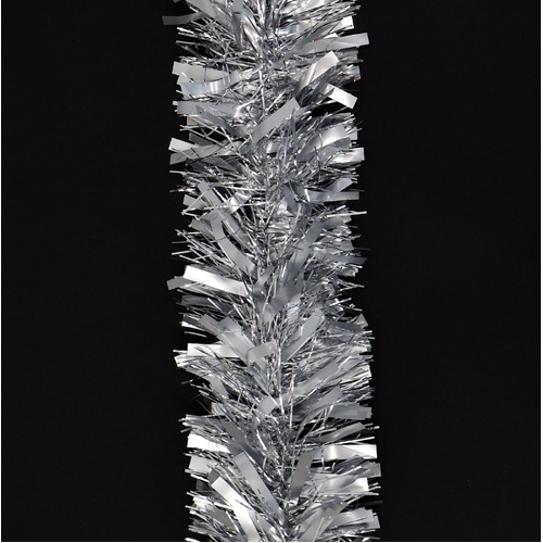 12m Christmas Tinsel Garland Extra Wide (4m x3) - Matt Mixed_Silver