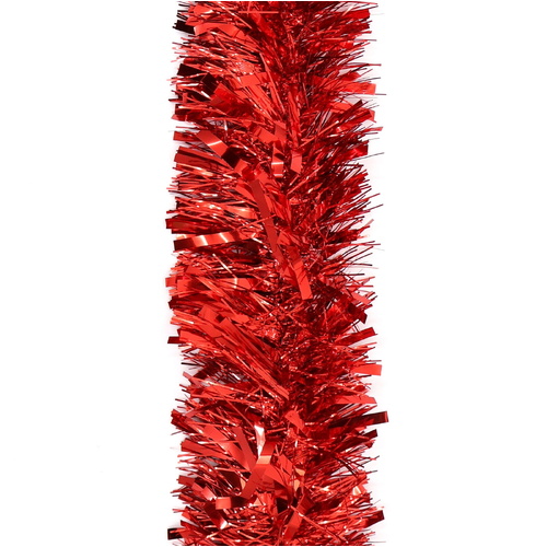 12m Christmas Tinsel Garland Extra Wide (4m x3) - Deluxe Metallic Mix_Red