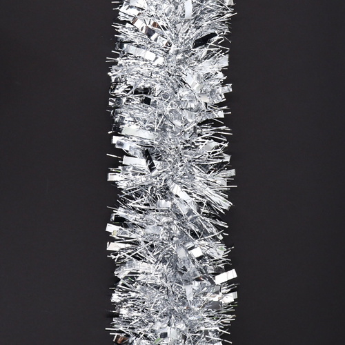 12m Christmas Tinsel Garland Extra Wide (4m x3) - Deluxe Metallic Mix_Silver
