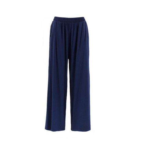 Women's Cotton Wide Leg Yoga Pants - Navy [Size: 14]