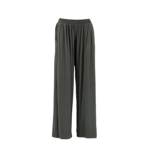Women's Cotton Wide Leg Yoga Pants - Olive [Size: 14]