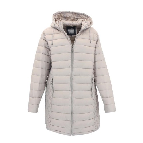 Womens Long Puffer Jacket - Taupe [Size: S]