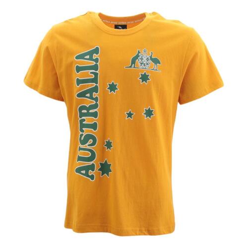 FIL Adult T-Shirt Australia Day Souvenir T Shirt 100% Cotton/Gold [Size: L]