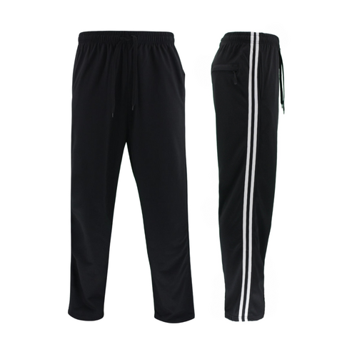 FIL Mens Lightweight Striped Track Pants - Black/White Stripes [Size: L]
