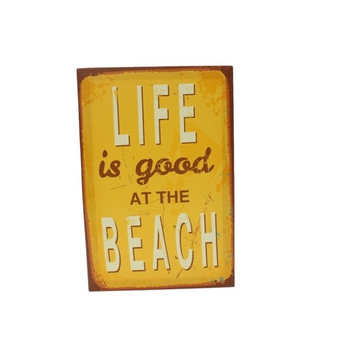 Vintage Retro Canvas Print w Frame Café 20x30cm - Life is good at the beach