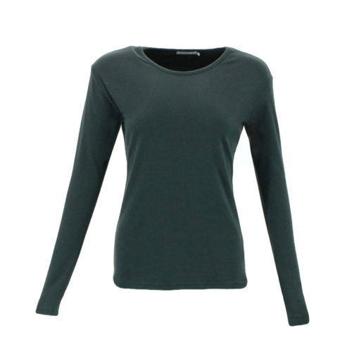 FIL Women's Long Sleeve Thermal Fleece T-Shirt - Dark Green [Size: 10]
