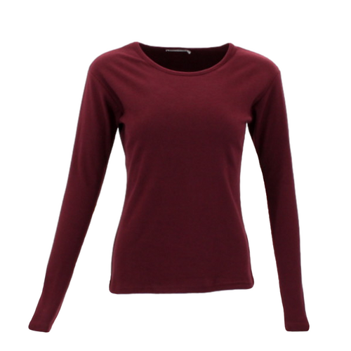 FIL Women's Long Sleeve Thermal Fleece T-Shirt - Maroon [Size: 8]