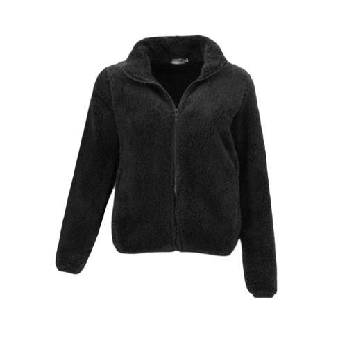 FIL Women's Sherpa Jacket Fleece Winter Warm Soft Teddy Casual Coat - Black [Size: 8]